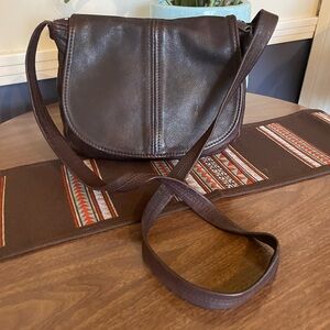 Vintage Brown Pebbled Leather Crossbody Purse Bag